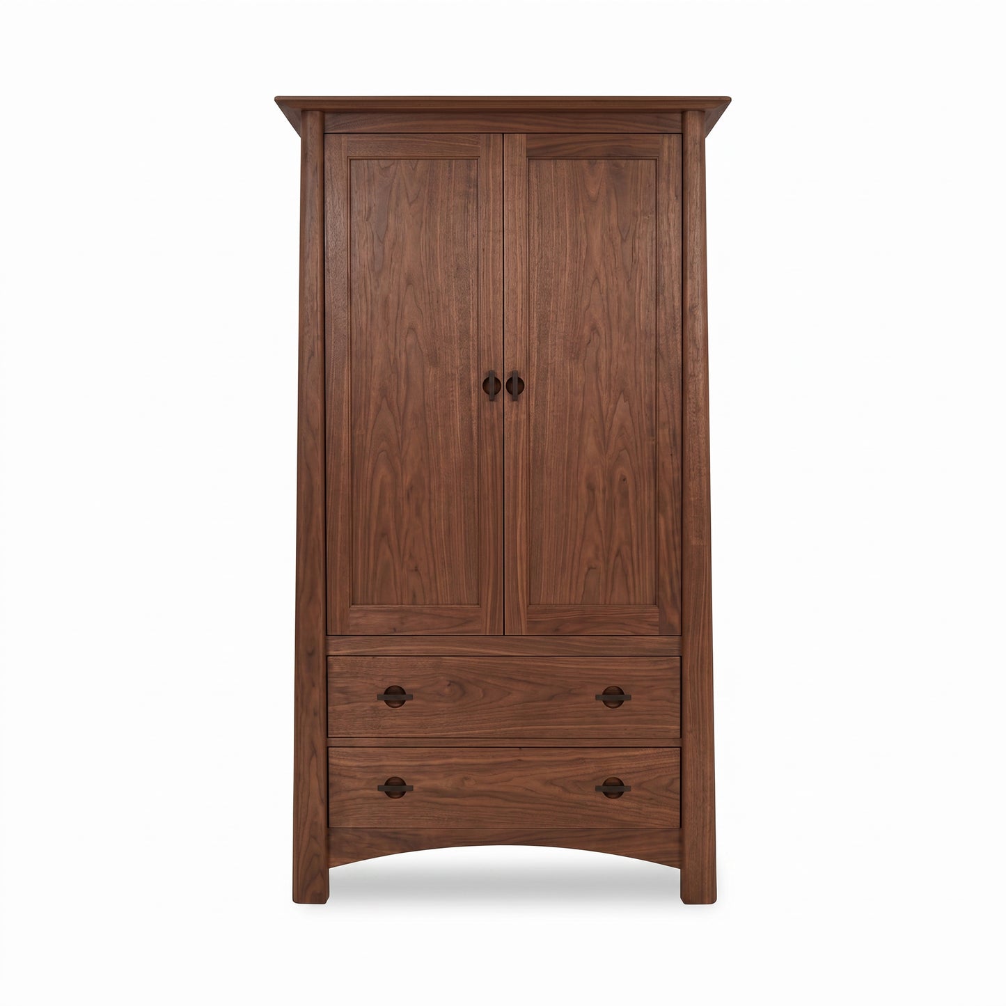 Cherry Moon Armoire by Maple Corner Woodworks showcasing two doors, drawers, and American-made craftsmanship in solid cherry.