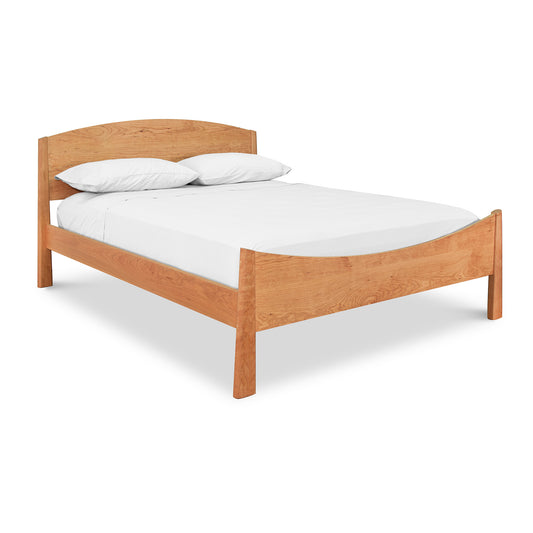 Cherry Moon Bed - Queen by Maple Corner Woodworks with curved headboard and footboard in solid wood, highlighting fine craftsmanship.