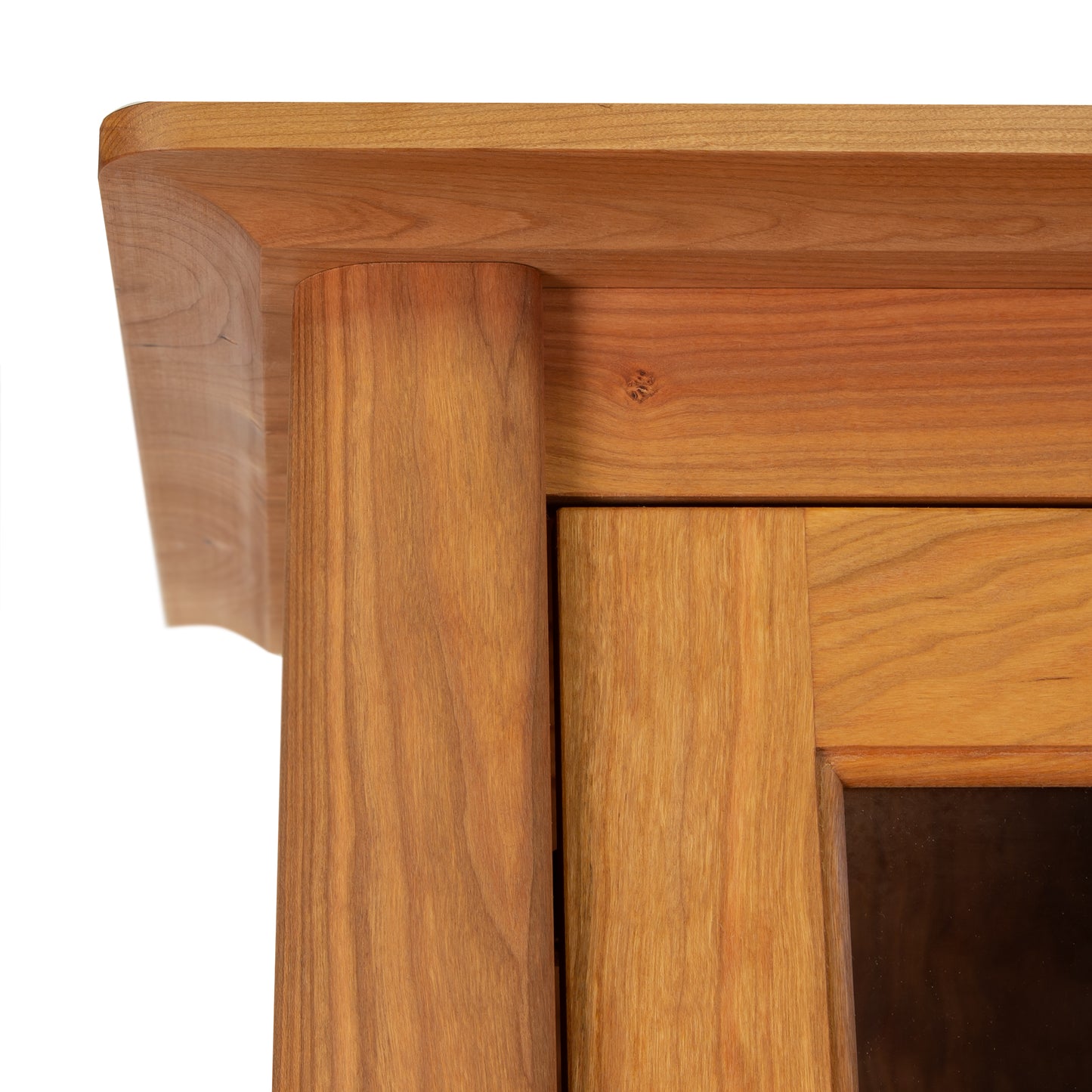 Cherry Moon Bookcase by Maple Corner Woodworks, handcrafted in Vermont from sustainable hardwoods, showcasing elegant craftsmanship and fine detail.