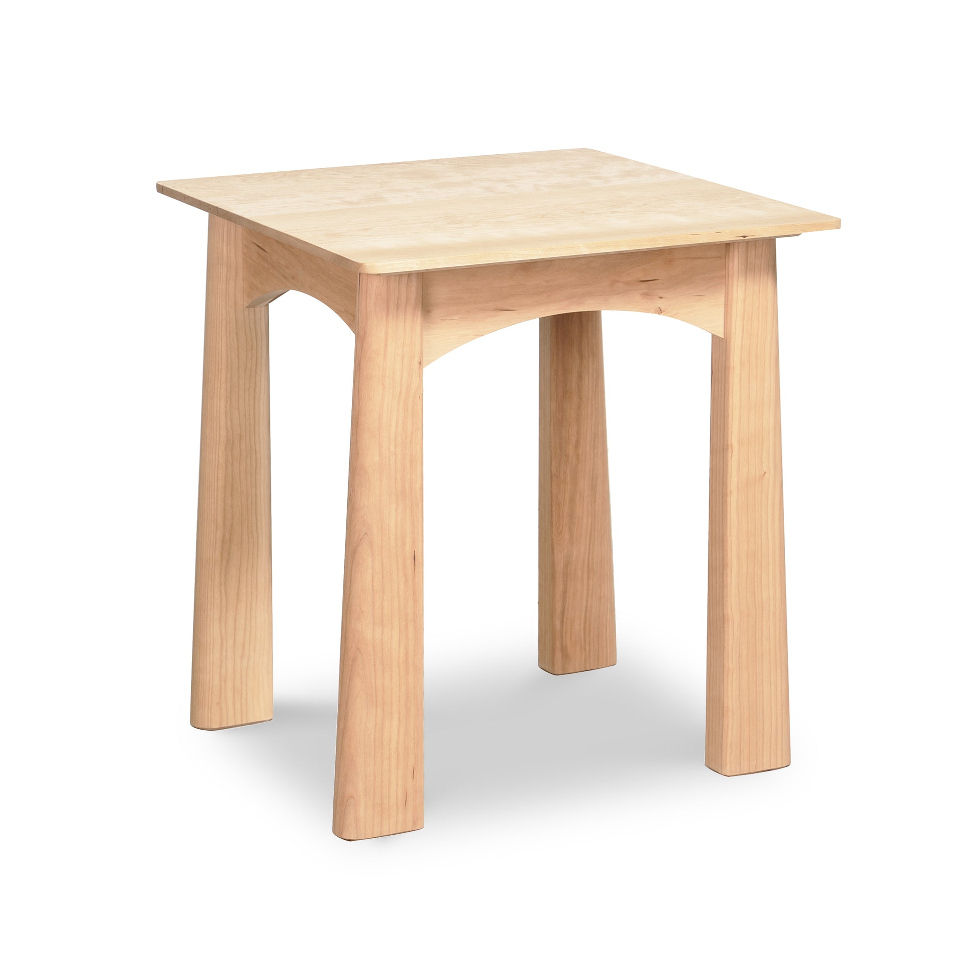 Cherry Moon End Table by Maple Corner Woodworks, handcrafted from solid cherry hardwood with a natural finish, showcasing Vermont craftsmanship.