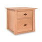 Cherry Moon File Cabinet with two solid wood drawers, natural finish, and round metal handles.