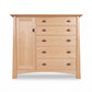 Cherry Moon Gent’s Chest by Maple Corner Woodworks with 5 drawers, a cabinet door, and dark handles in solid wood, handcrafted in Vermont.