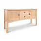 Cherry Moon Huntboard by Maple Corner Woodworks in light cherry wood with two cabinets, drawers, and dark handles for an elegant touch.