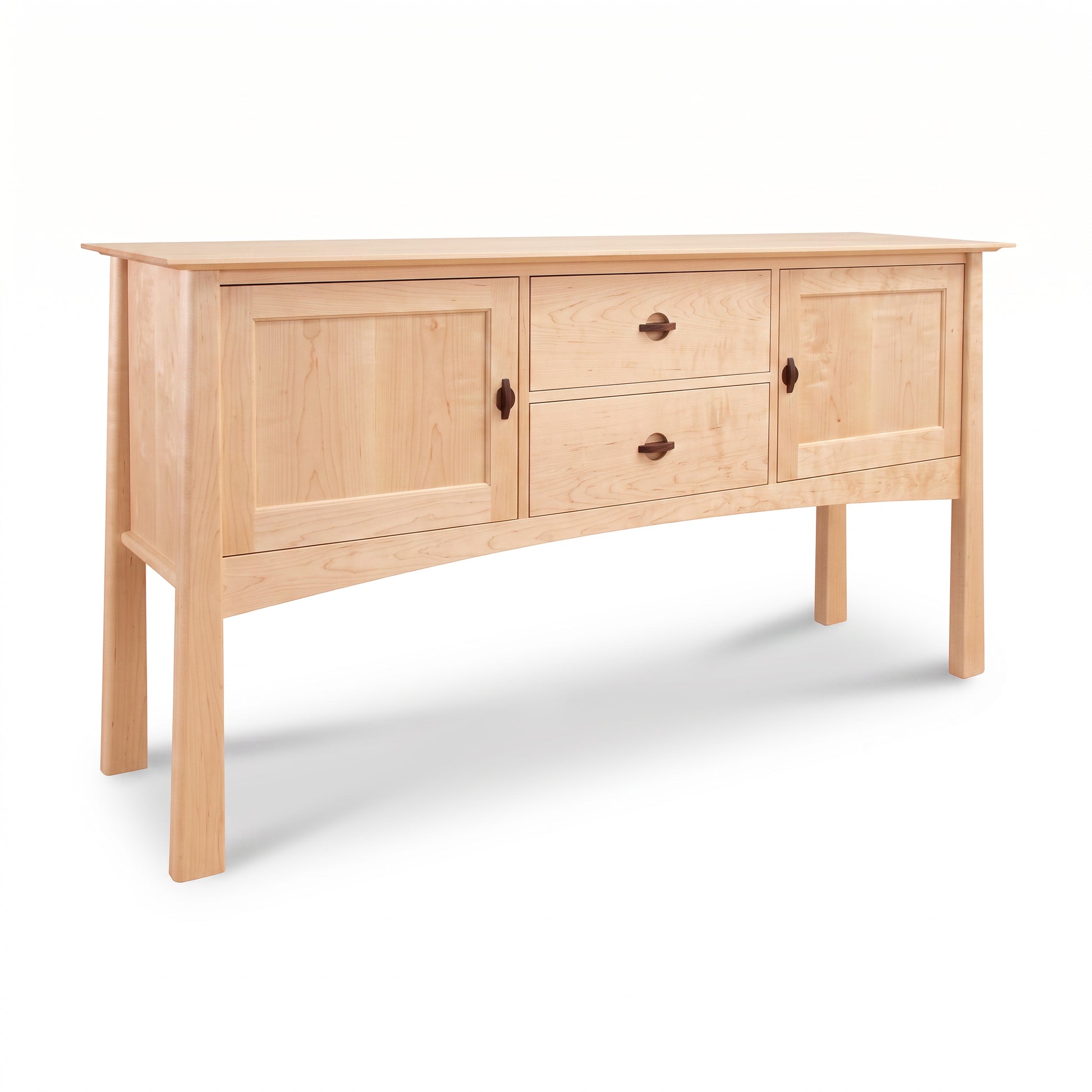 Cherry Moon Huntboard by Maple Corner Woodworks in light cherry wood with two cabinets, drawers, and dark handles for an elegant touch.