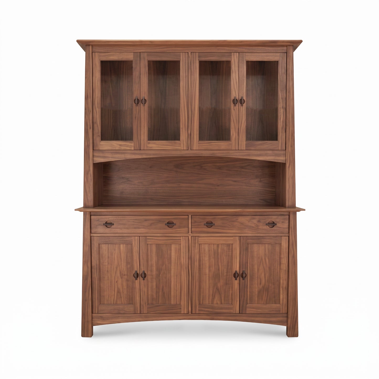 Cherry Moon Large China Cabinet by Maple Corner Woodworks featuring glass-paneled doors and drawers, handcrafted from solid cherry wood.