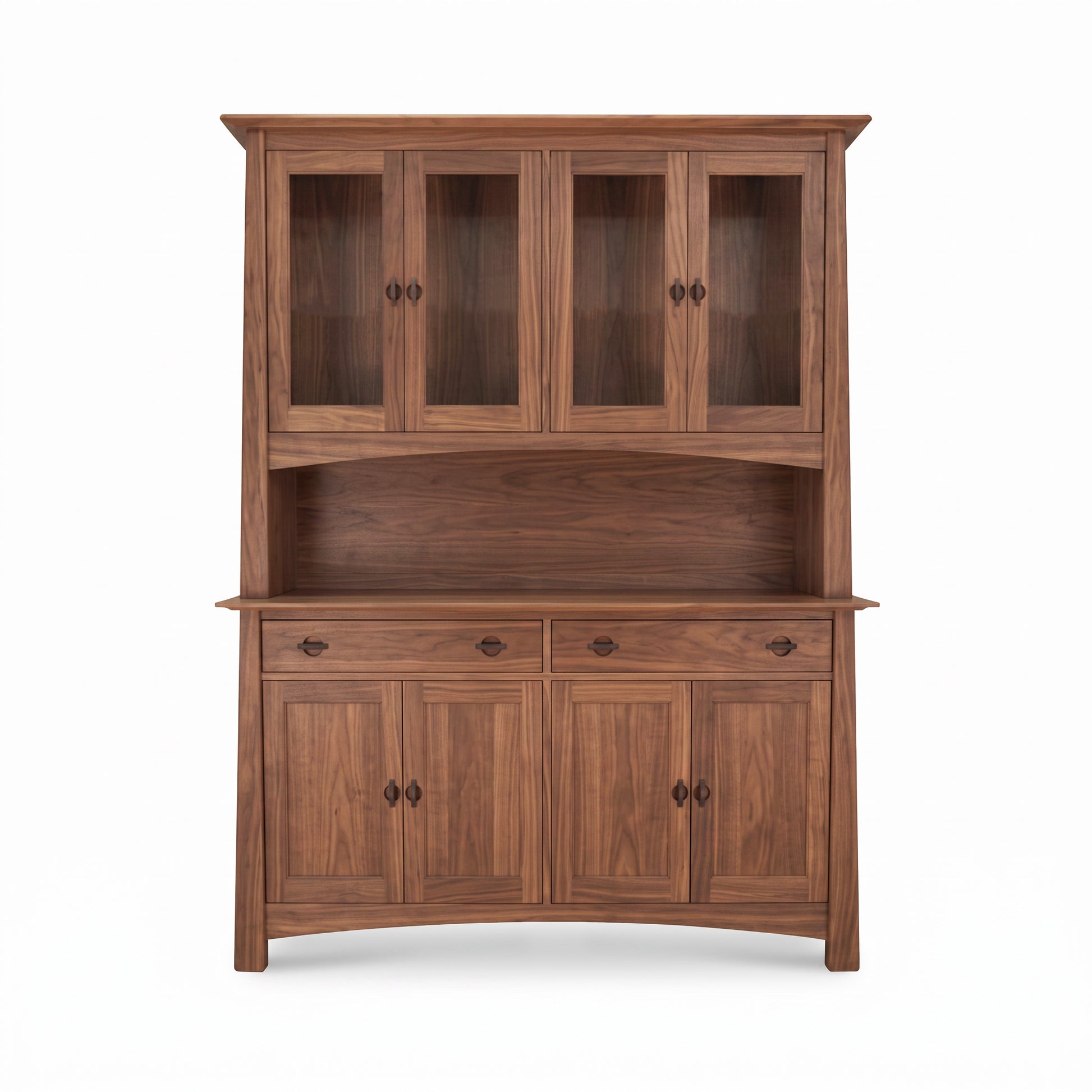 Cherry Moon Large China Cabinet by Maple Corner Woodworks featuring glass-paneled doors and drawers, handcrafted from solid cherry wood.