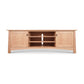 Cherry Moon 80" TV-Media Console featuring a wooden design with two side cabinets and three central open shelves, crafted by Maple Corner Woodworks.