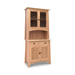 Cherry Moon Small China Cabinet by Maple Corner Woodworks, crafted from natural hardwoods with glass-paneled upper doors, a middle shelf, and two lower cabinets with metal handles