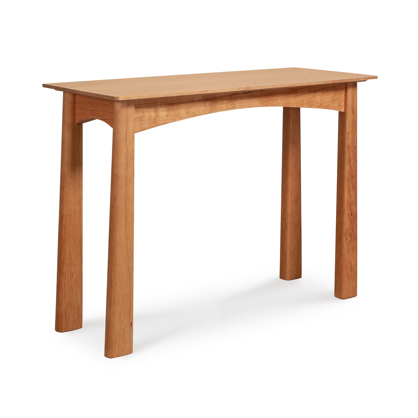 Handcrafted Cherry Moon Sofa Table by Maple Corner Woodworks, featuring a smooth wooden surface and four straight legs, exemplifying premium American-made furniture.