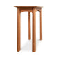 Cherry Moon Sofa Table by Maple Corner Woodworks - a tall wooden table with a minimalist design, featuring four round legs and a square top; handcrafted elegance in American-made furniture.