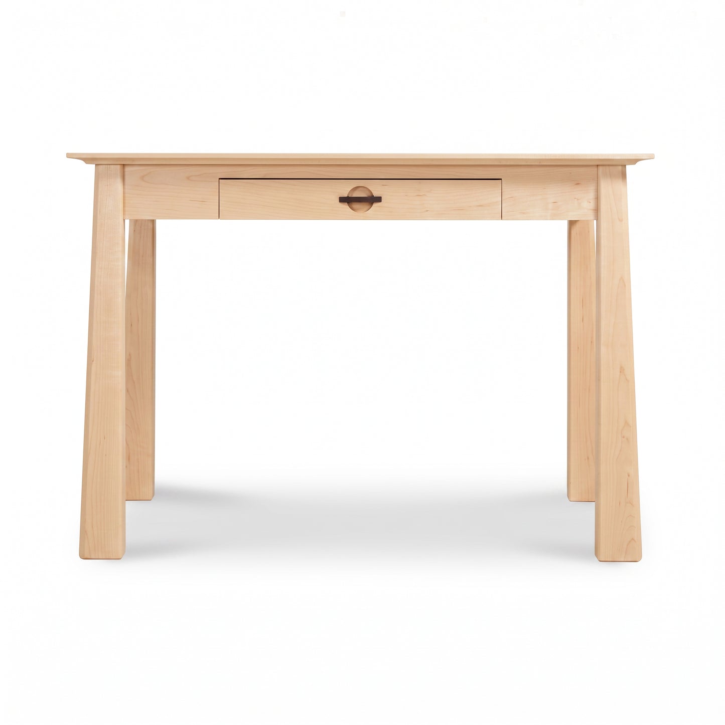 Cherry Moon Writing Desk by Maple Corner Woodworks in solid cherry with a center drawer and four straight legs, handcrafted American furniture.