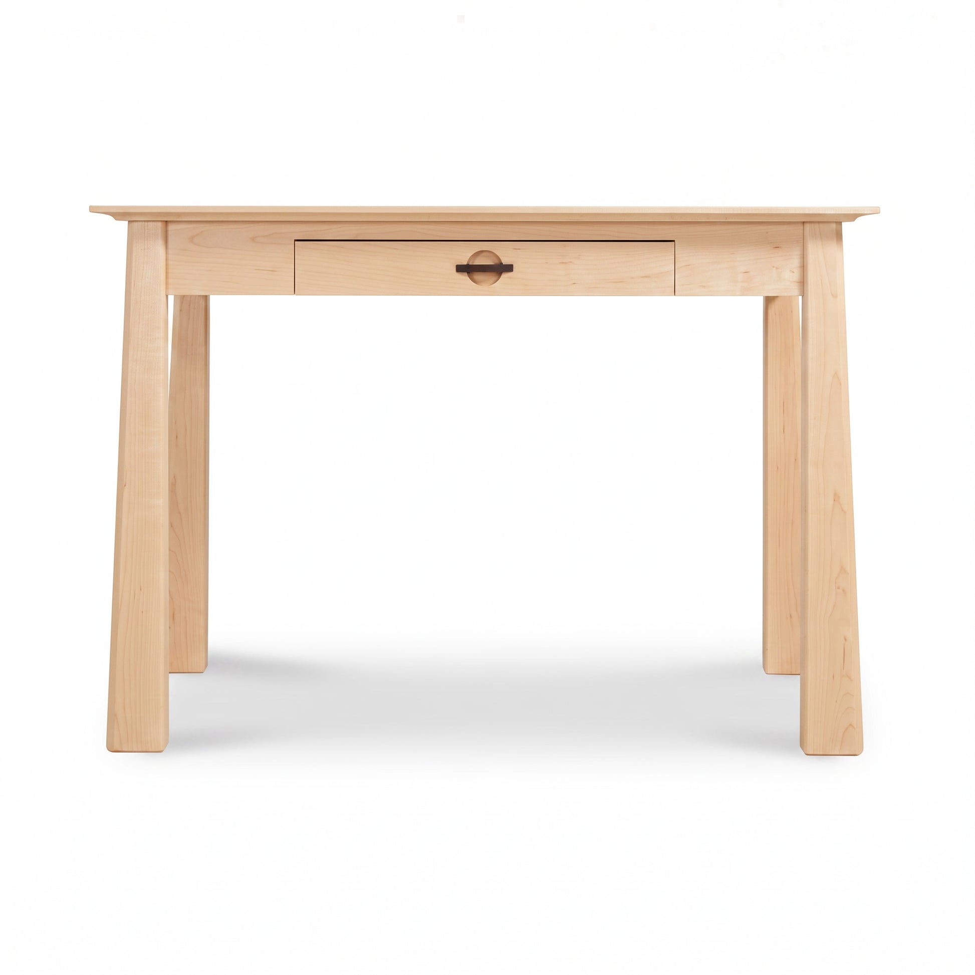 Cherry Moon Writing Desk by Maple Corner Woodworks in solid cherry with a center drawer and four straight legs, handcrafted American furniture.