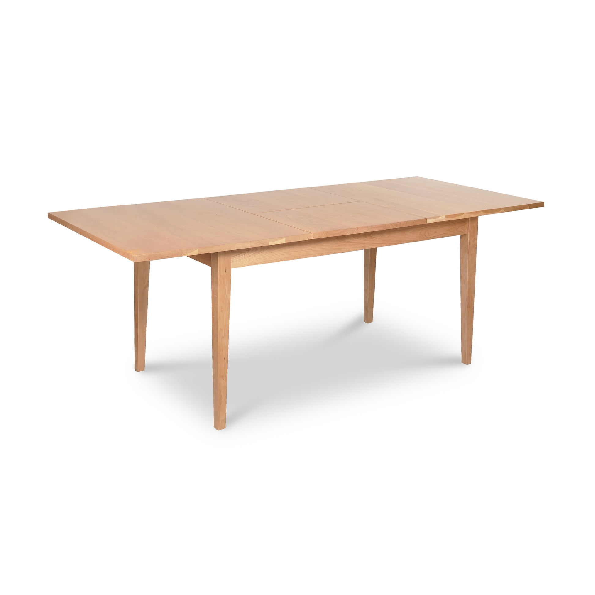 Classic Shaker Butterfly Extension Table by Lyndon Furniture, crafted in solid wood with central butterfly leaf extended.