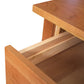 Detail of the Large Wood Flare Leg Executive Desk by Lyndon Furniture, highlighting the quality drawer rails and sturdy interior craftsmanship.