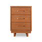 Contemporary Cable 3-Drawer Nightstand features sleek metal handles and a smooth wood finish, showcasing modern American craftsmanship.