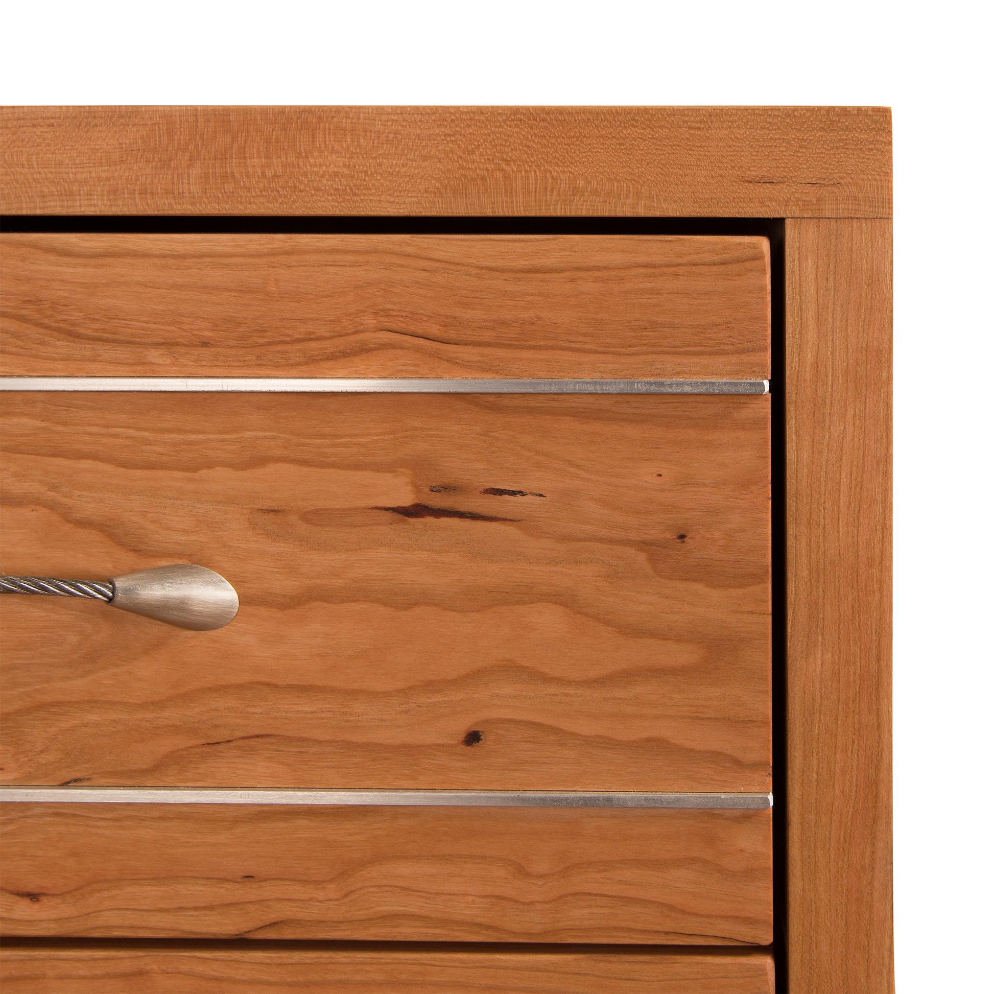 Vermont Furniture Designs Contemporary Cable 3-Drawer Nightstand featuring unique cable pulls and solid hardwood craftsmanship.