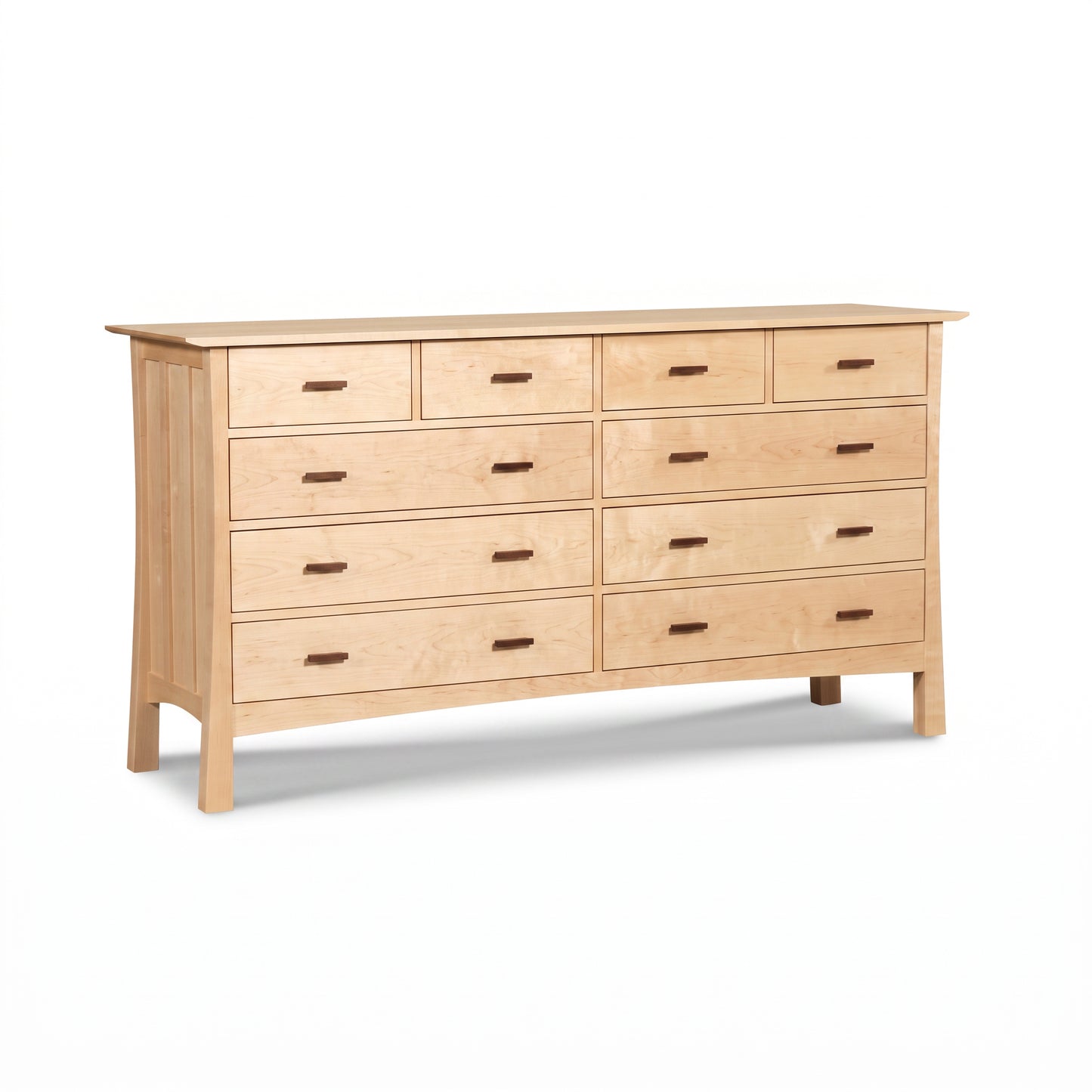 Vermont Furniture Designs Contemporary Craftsman 10-Drawer Wide Dresser in solid wood with simple handles, showcasing American handcrafted quality.