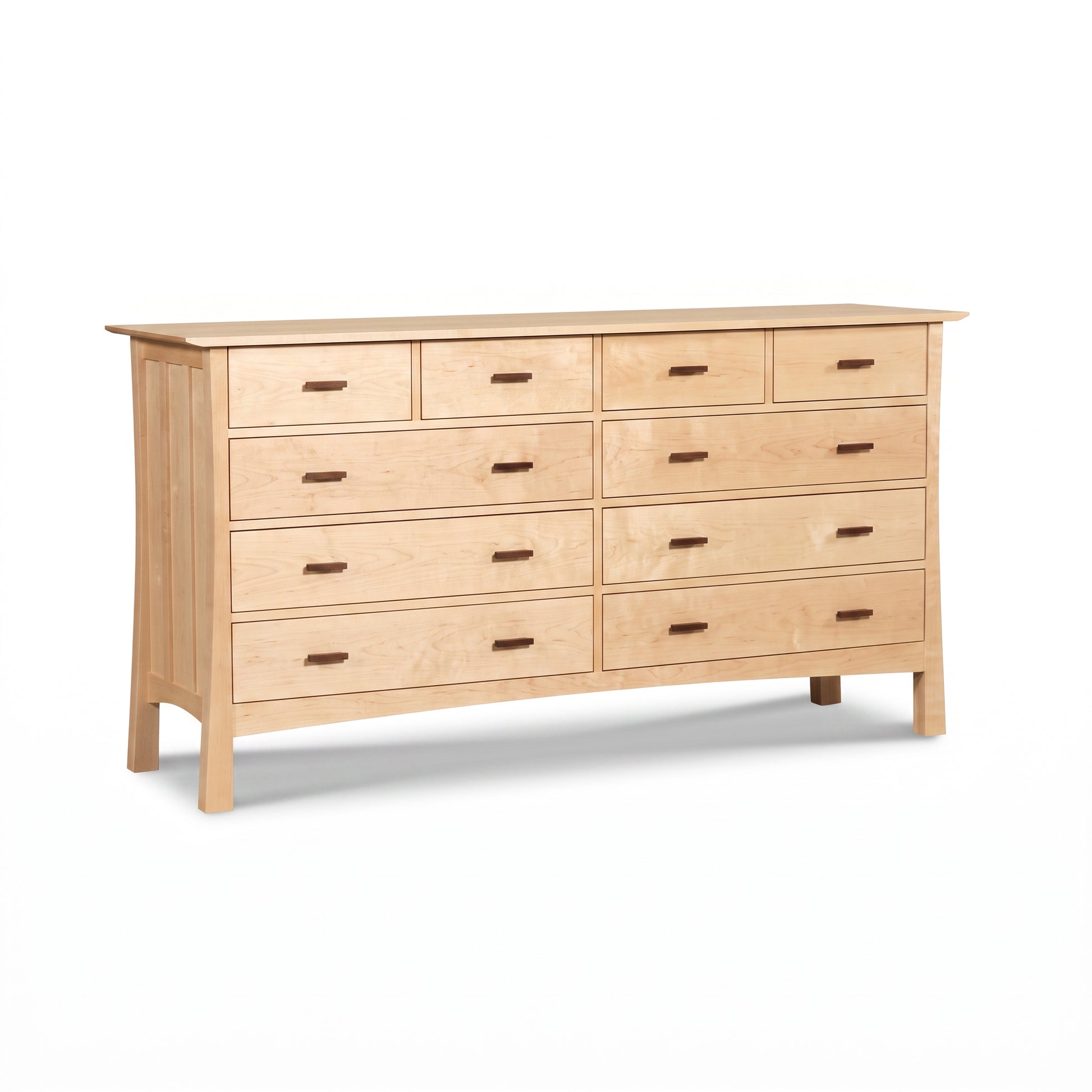 Vermont Furniture Designs Contemporary Craftsman 10-Drawer Wide Dresser in solid wood with simple handles, showcasing American handcrafted quality.