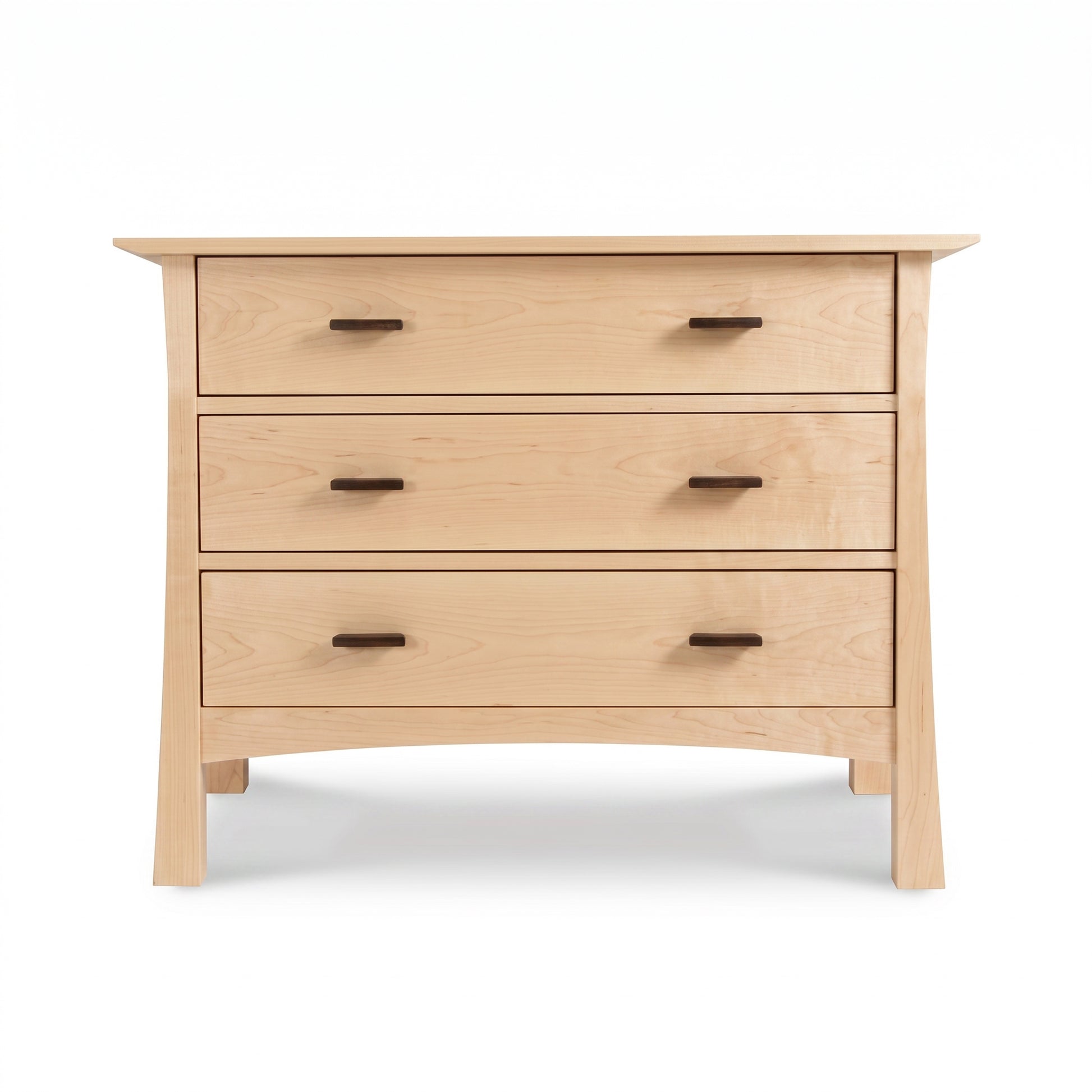 Contemporary Craftsman 3-Drawer Chest by Vermont Furniture Designs, solid hardwood with dark handles, eco-friendly and handcrafted in the USA.