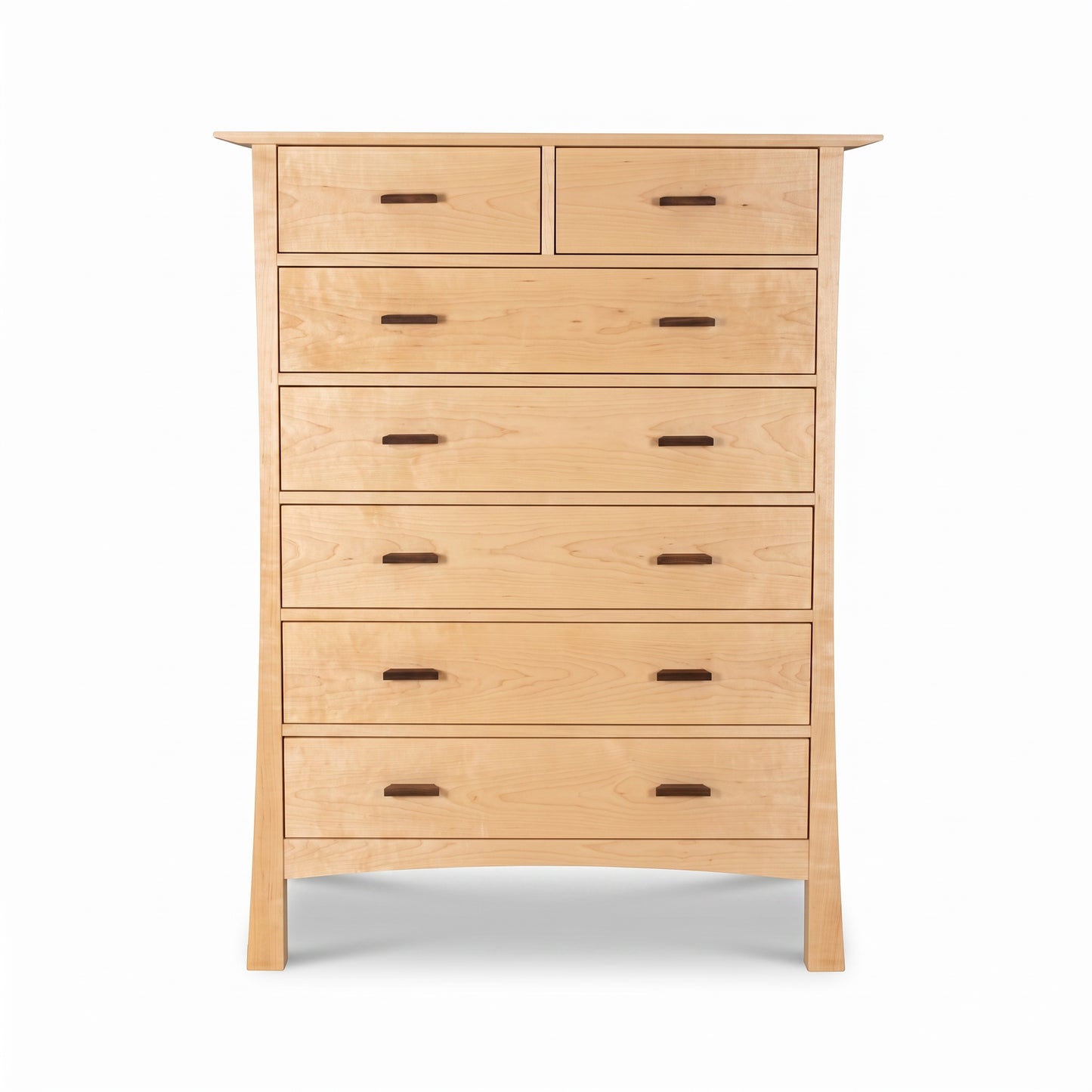 Vermont Furniture Designs Contemporary Craftsman 7-Drawer Chest with sleek dark handles, showcasing expert American craftsmanship.