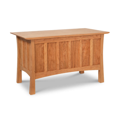 Contemporary Craftsman Blanket Chest made of solid wood with vertical panel detailing, handcrafted by Vermont Furniture Designs.