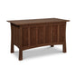 Contemporary Craftsman Blanket Chest made of solid wood with paneled sides and a flat lid, handcrafted by Vermont Furniture Designs.