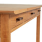 Contemporary Craftsman Library Desk with three drawers, dark handles, and an eco-friendly oil finish by Vermont Furniture Designs.
