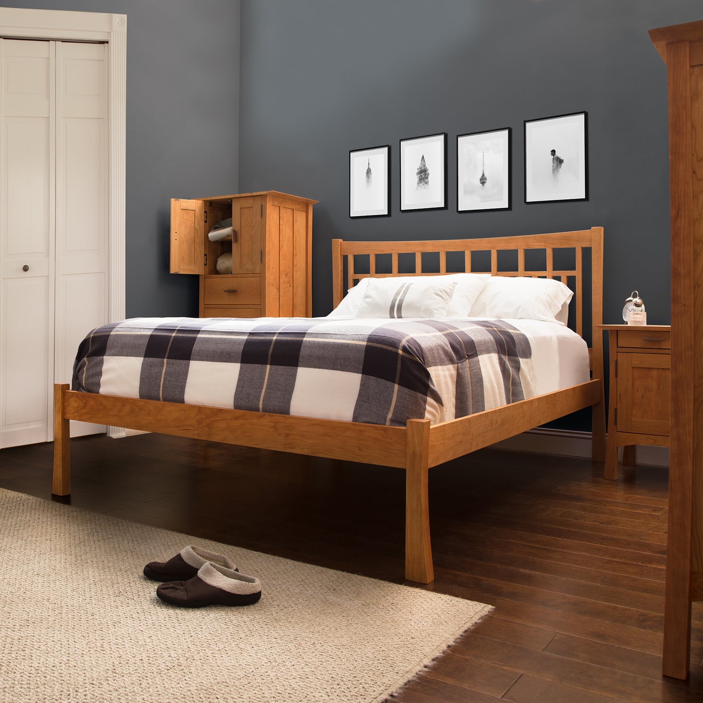 Vermont Furniture Designs right siderail for Contemporary Craftsman Low Footboard Platform Bed, crafted in solid wood with fine detail.