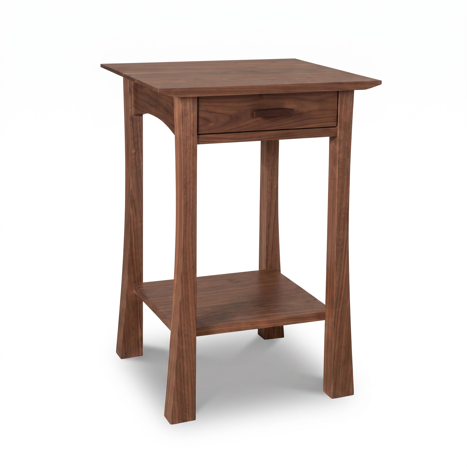 Contemporary Craftsman 1-Drawer Open Shelf Nightstand by Vermont Furniture Designs featuring smooth curves, classic style, and practical storage.