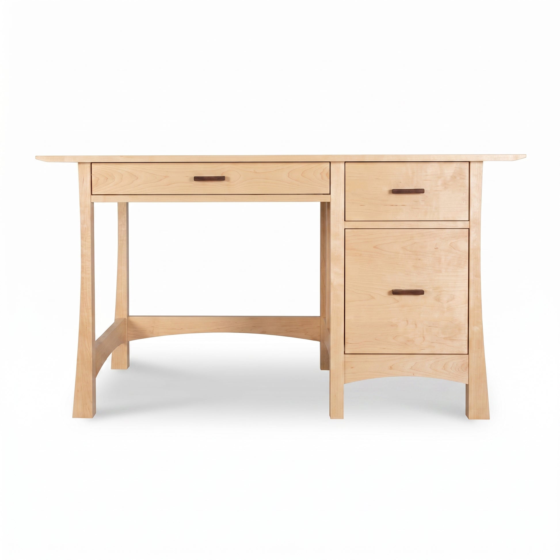 Contemporary Craftsman Study Desk by Vermont Furniture Designs with three right-side drawers and clean lines, crafted from solid wood.