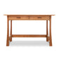 Contemporary Craftsman Writing Desk with two drawers, four legs, and a natural wood finish, crafted by Vermont Furniture Designs.