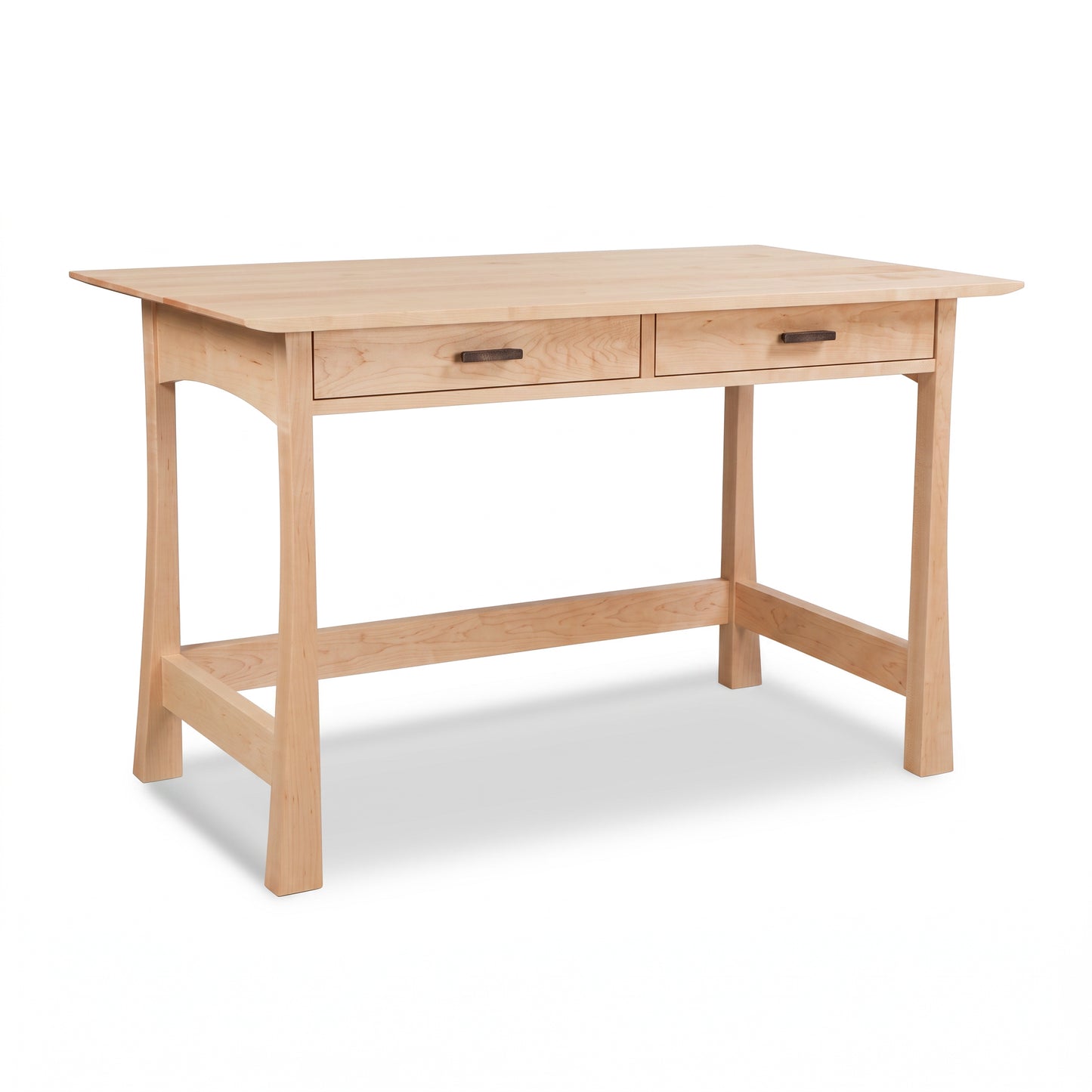 Contemporary Craftsman Writing Desk by Vermont Furniture Designs in solid hardwood, with two drawers and sturdy legs, American made quality.