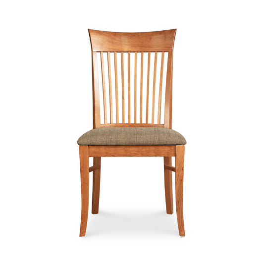 Contemporary Shaker Side Chair by Vermont Woods Studios featuring Barley Upholstery, highlighting its elegant design and craftsmanship.