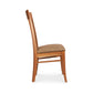 Contemporary Shaker Side Chair by Vermont Woods Studios with barley upholstery, side view, showcasing chair design against plain white background.