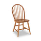 Lyndon Furniture Contemporary Windsor Side Chair in cherry wood with a curved spindle back, flat seat, and angled legs, American made.