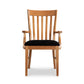Country Shaker Arm Chair by Vermont Woods Studios featuring black upholstery, showcasing its classic shaker design and quality craftsmanship.