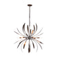 Hubbardton Forge Dahlia Chandelier featuring a central bulb and sleek metal blades, showcasing elegant craftsmanship.