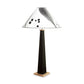 Dance of Life Table Lamp by Rock River Studio featuring a black sculpted base and white shade with elegant black patterns, showcasing artisan craftsmanship.