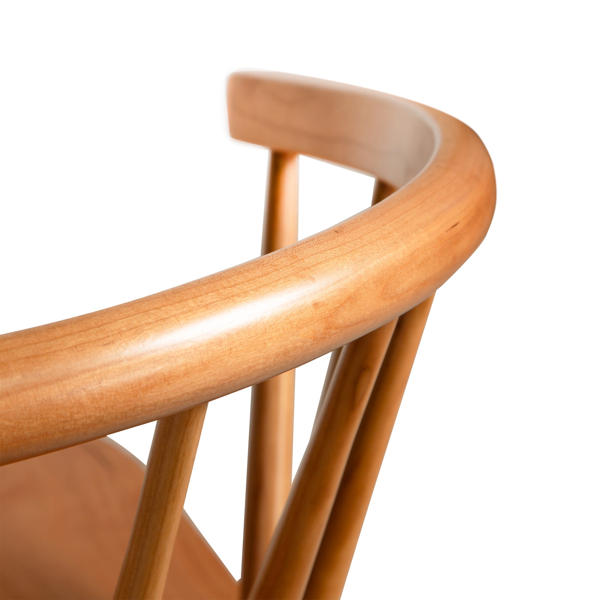 Dover Curveback Windsor Chair in Cherry by Vermont Woods Studios, featuring elegant curved backrest and spindles, handcrafted American furniture.