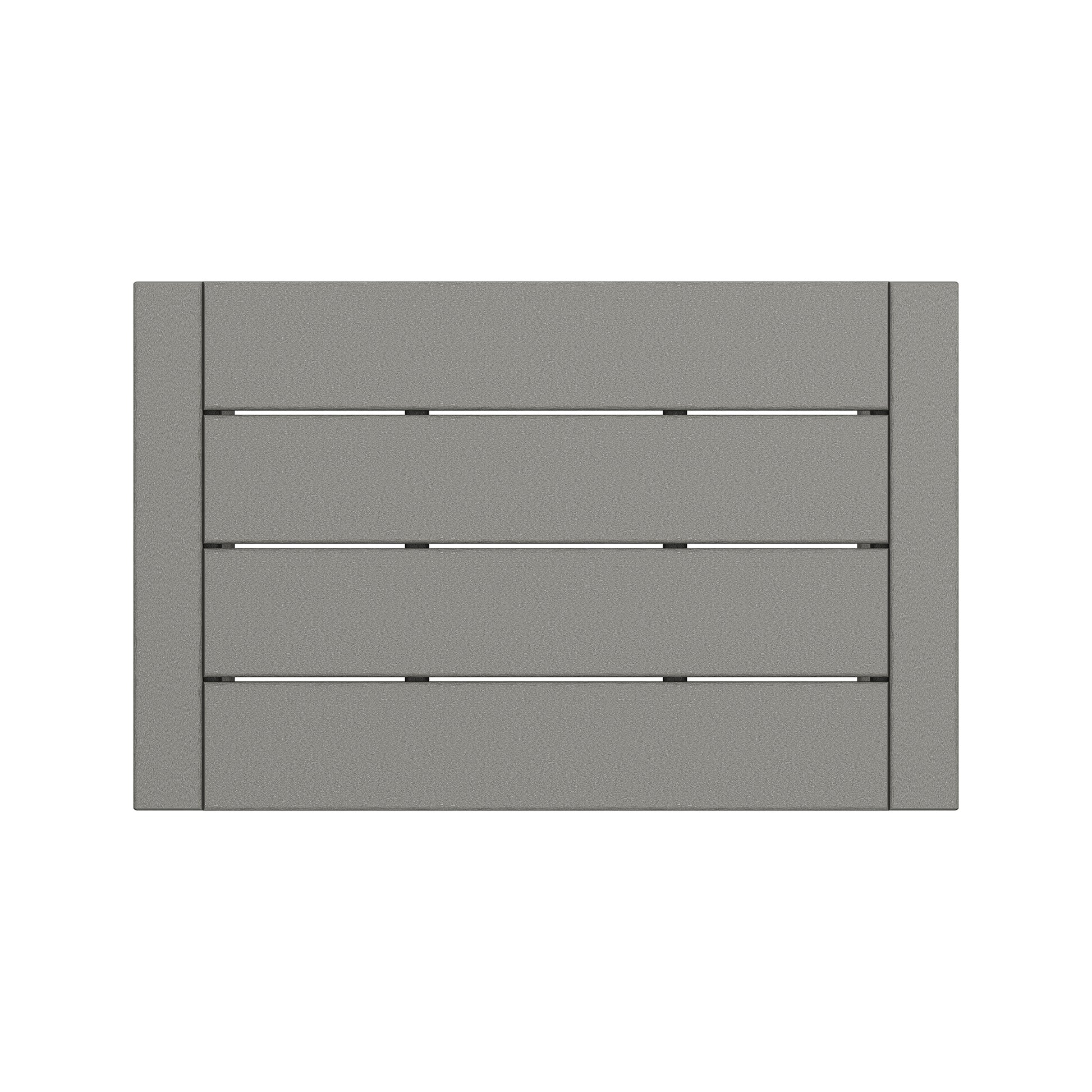 Sleek gray POLYWOOD EDGE Coffee Table with horizontal slats and textured surface.