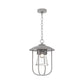 Close-up of the Hubbardton Forge Erlenmeyer Outdoor Pendant with a dome top and clear glass shade, showcasing handcrafted American quality.