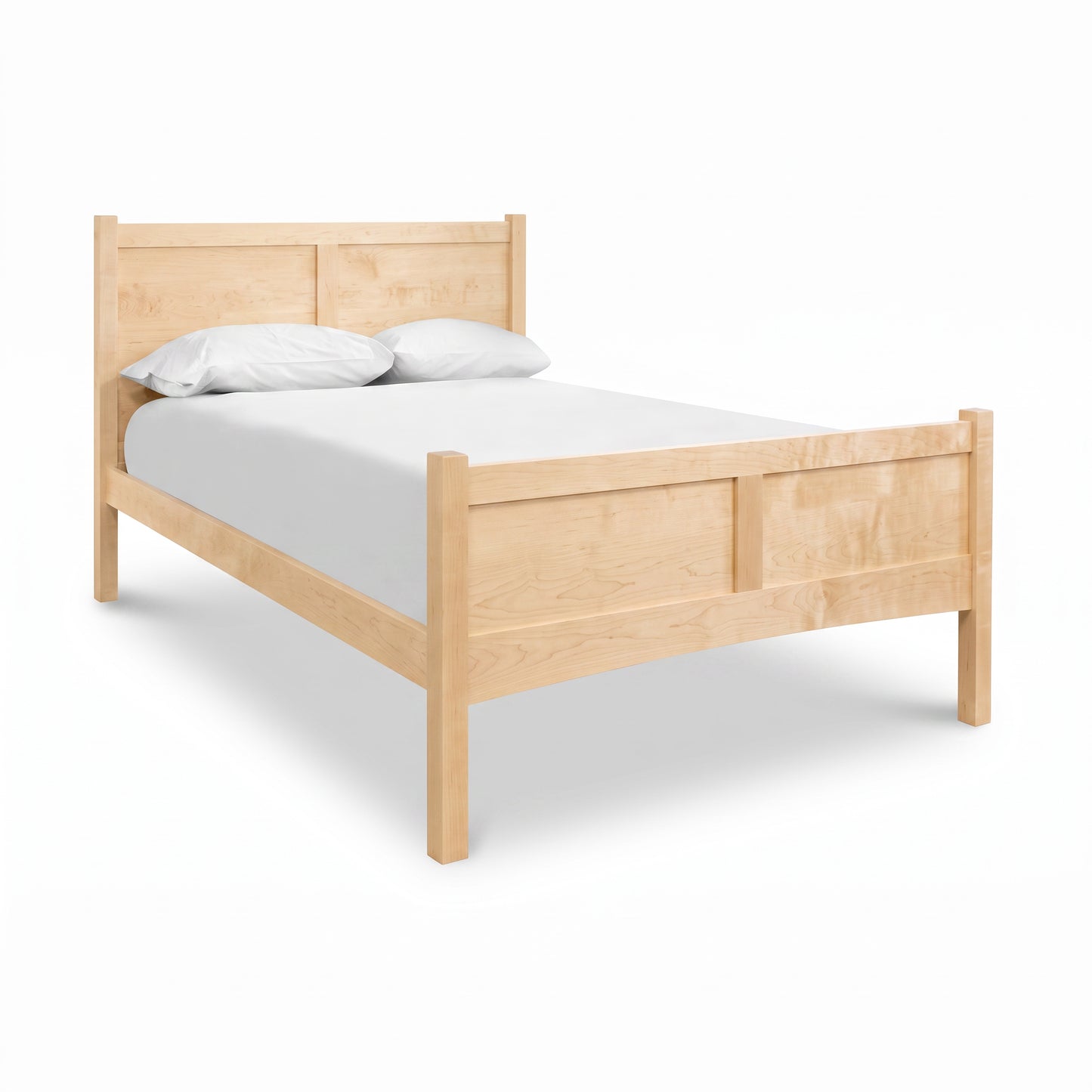 Essex High Footboard Bed by Vermont Furniture Designs shown with matching headboard and footboard, white mattress, and two pillows.