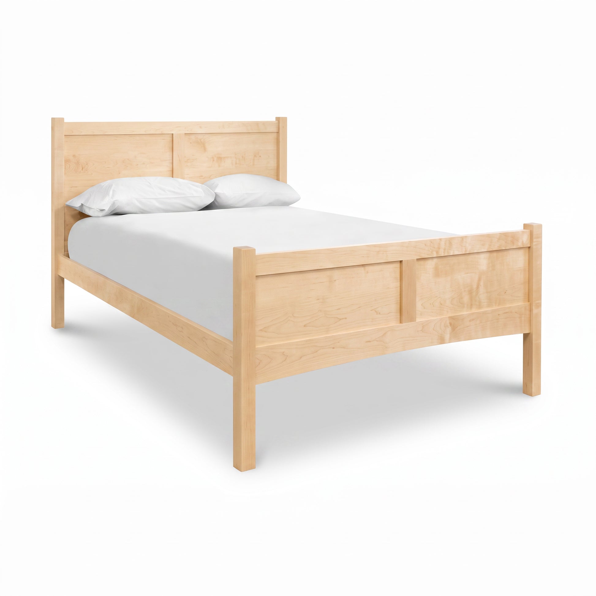 Essex High Footboard Bed by Vermont Furniture Designs shown with matching headboard and footboard, white mattress, and two pillows.