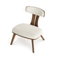 Estelle Lounge Chair by Copeland Furniture showcases a curved walnut backrest and plush light fabric seat, handcrafted in America.
