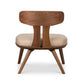 Estelle Lounge Chair by Copeland Furniture with angled back, beige cushion, and splayed mid-century modern legs; focus on chair craftsmanship.