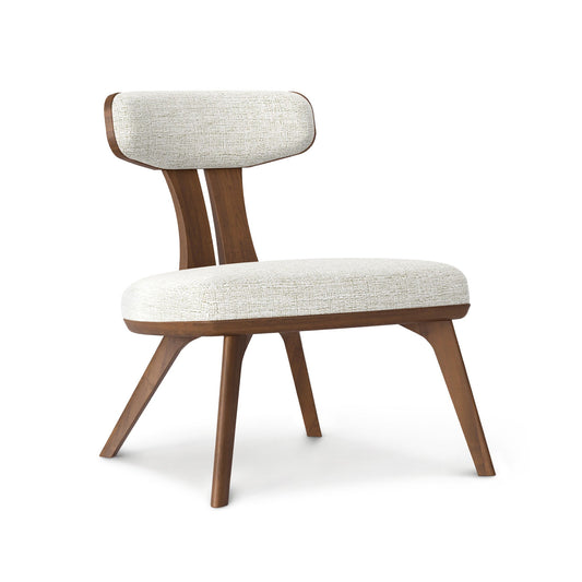 Estelle Lounge Chair by Copeland Furniture with angled walnut legs, padded seat, and light upholstered backrest; handcrafted in Vermont.