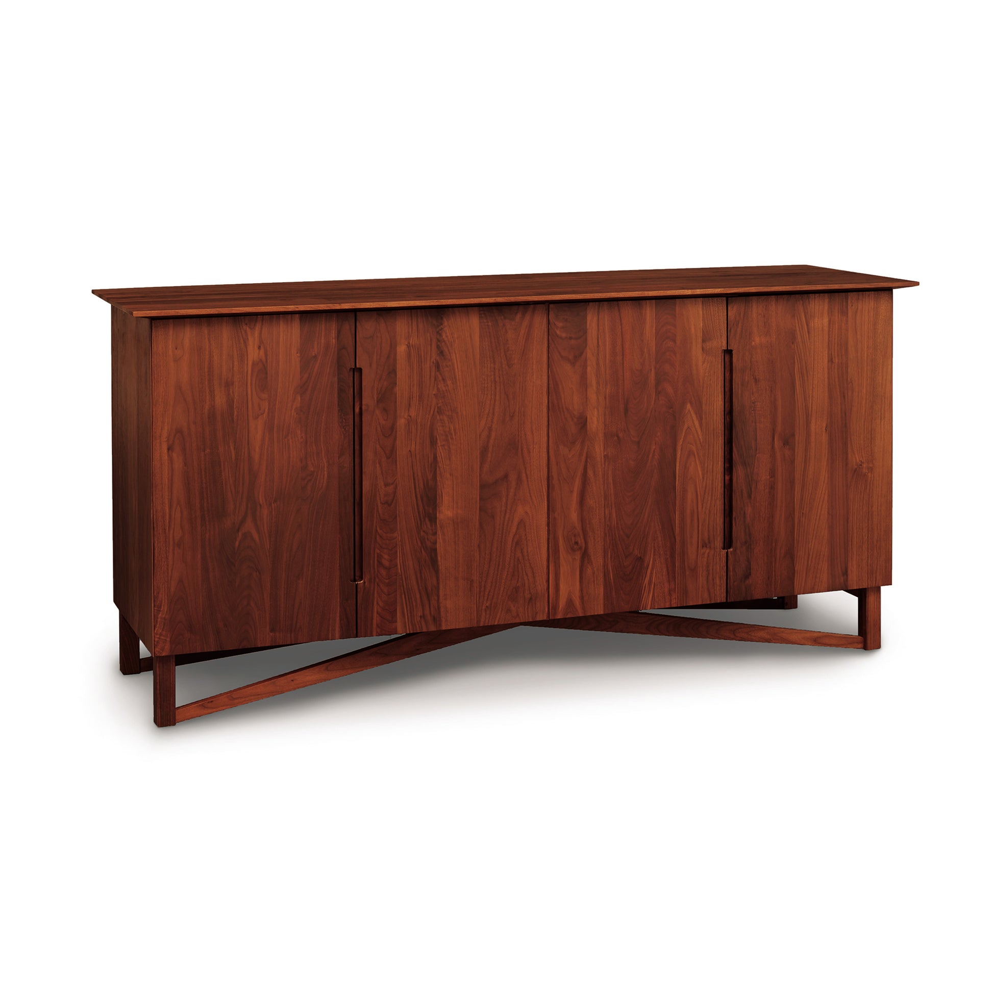 Exeter Buffet by Copeland Furniture, a sleek modern sideboard made of solid hardwood featuring four doors.