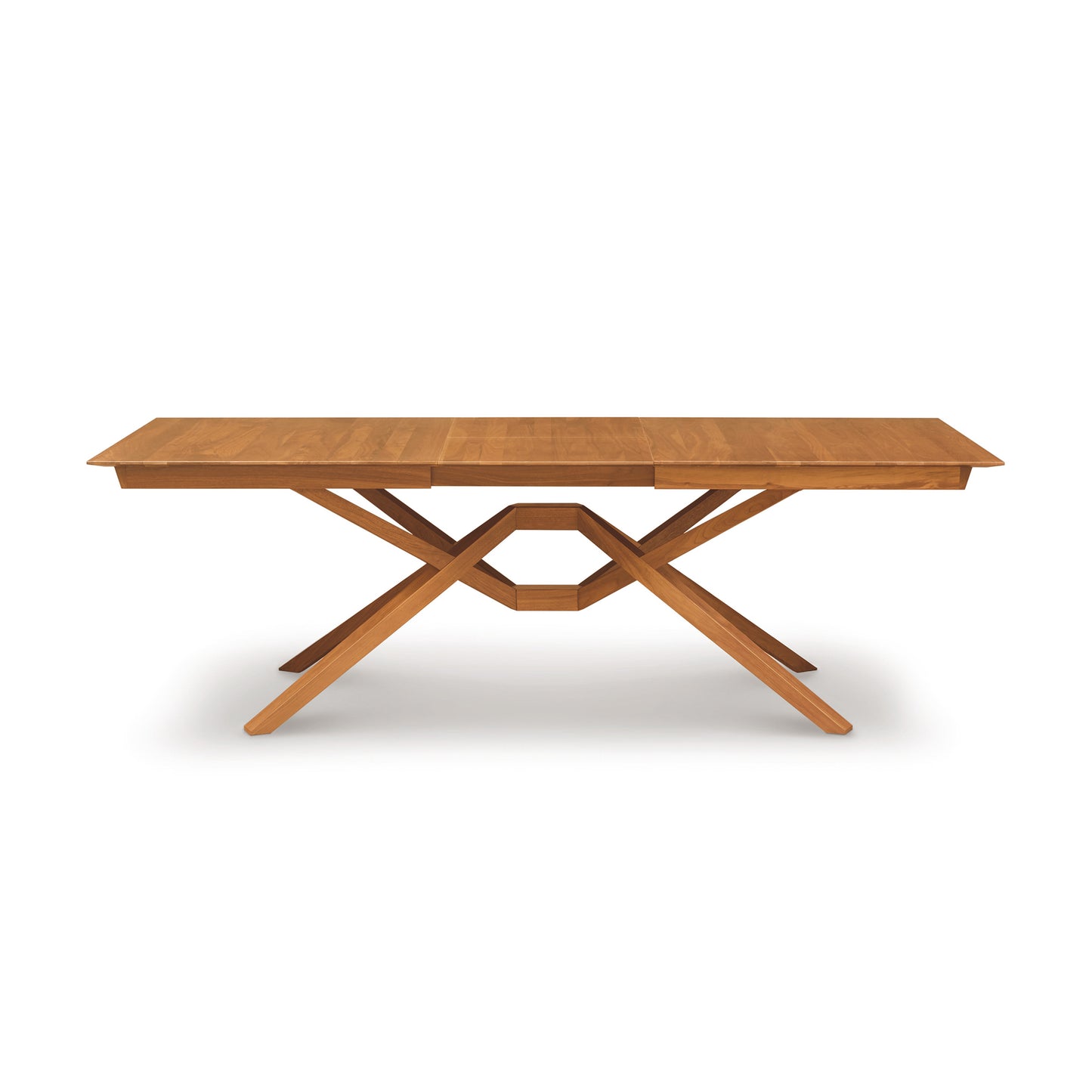 Exeter Extension Dining Table by Copeland Furniture featuring a polished rectangular top, angular legs, and butterfly leaf extension.
