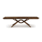 Copeland Furniture Exeter Extension Dining Table with North American hardwood top, distinctive crossed-leg design, and convenient butterfly leaf extension.