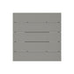 Light gray POLYWOOD Farmhouse Trestle dining table with square design, featuring five slats and a central circle.